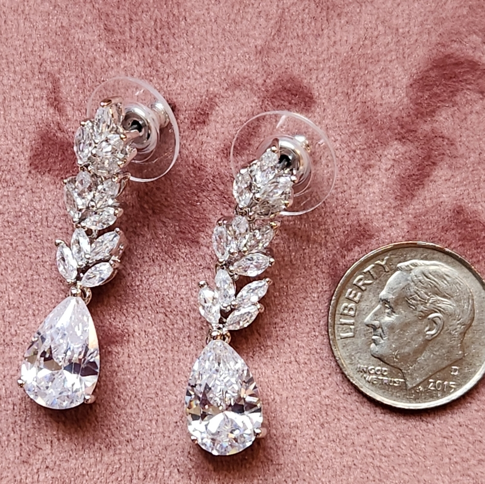 Silver Crystal Drop Earrings